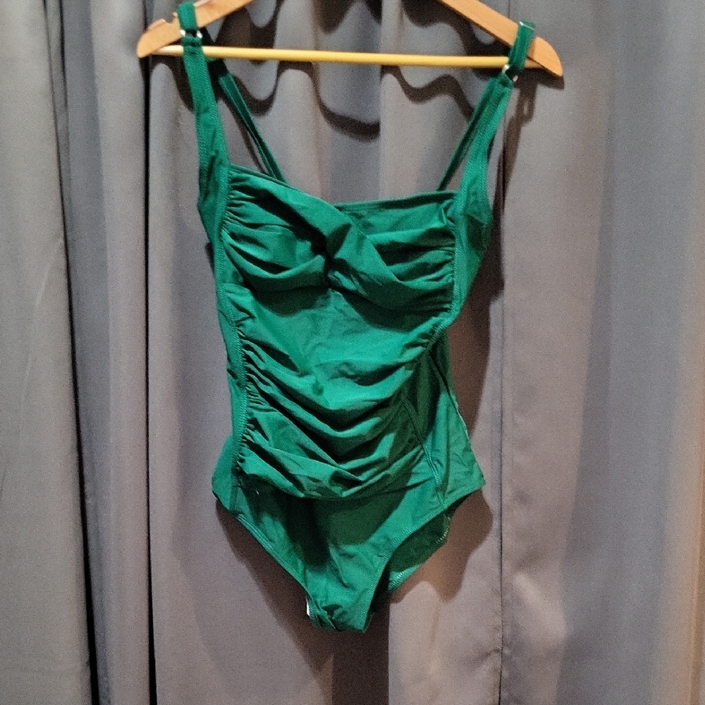 Green Ruched Swimsuit